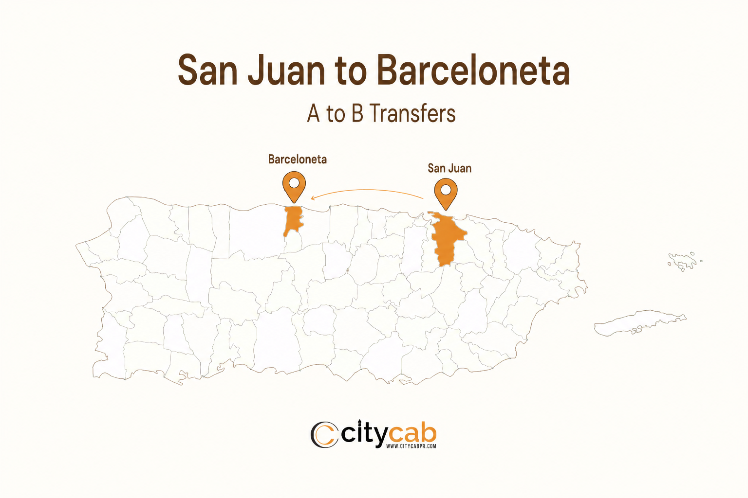 Comfortable taxi from San Juan to Barceloneta driving along the beautiful northern coast of Puerto Rico