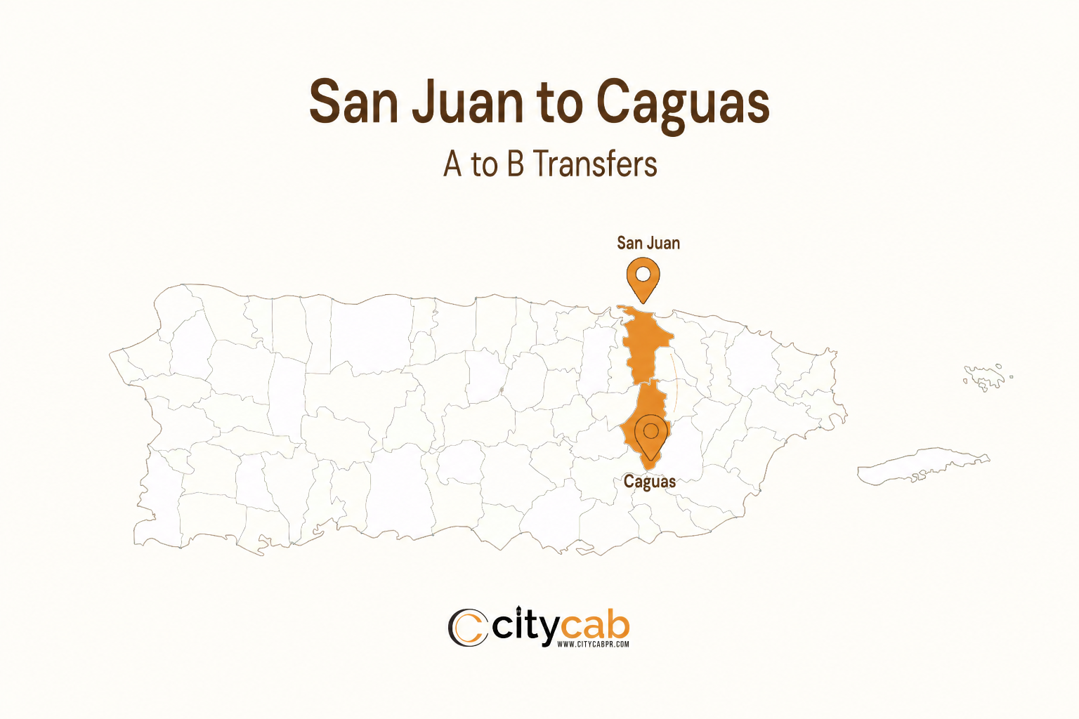 Comfortable taxi from San Juan to Caguas driving into the beautiful Ciudad Criolla of Puerto Rico