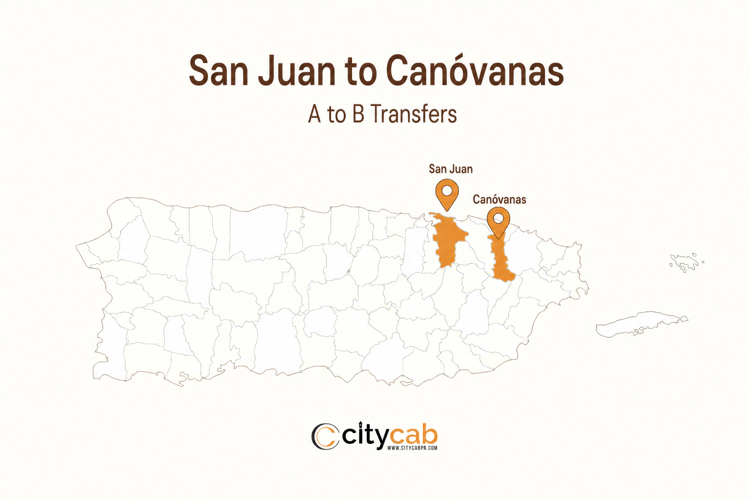 Comfortable taxi from San Juan to Canovanas arriving at a popular local destination