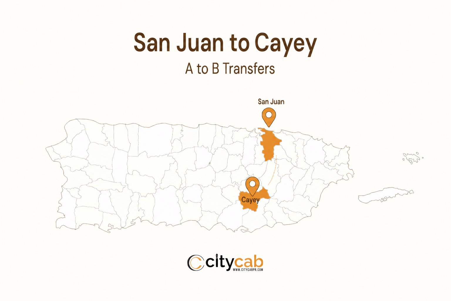Comfortable taxi from San Juan to Cayey driving safely through the lush central mountains of Puerto Rico