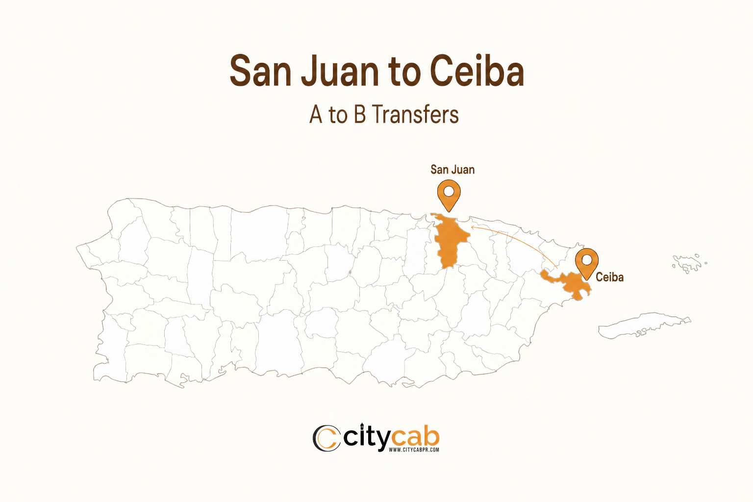 Comfortable taxi from San Juan to Ceiba arriving safely at the ferry terminal