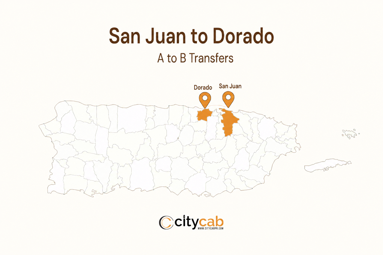 Comfortable taxi from San Juan to Dorado arriving safely at the beautiful northern coast of Puerto Rico