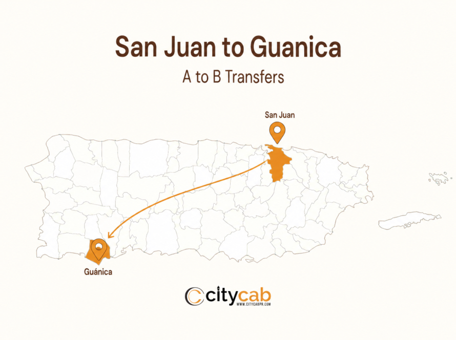 Comfortable taxi from San Juan to Guanica arriving at a beautiful southwestern beach resort