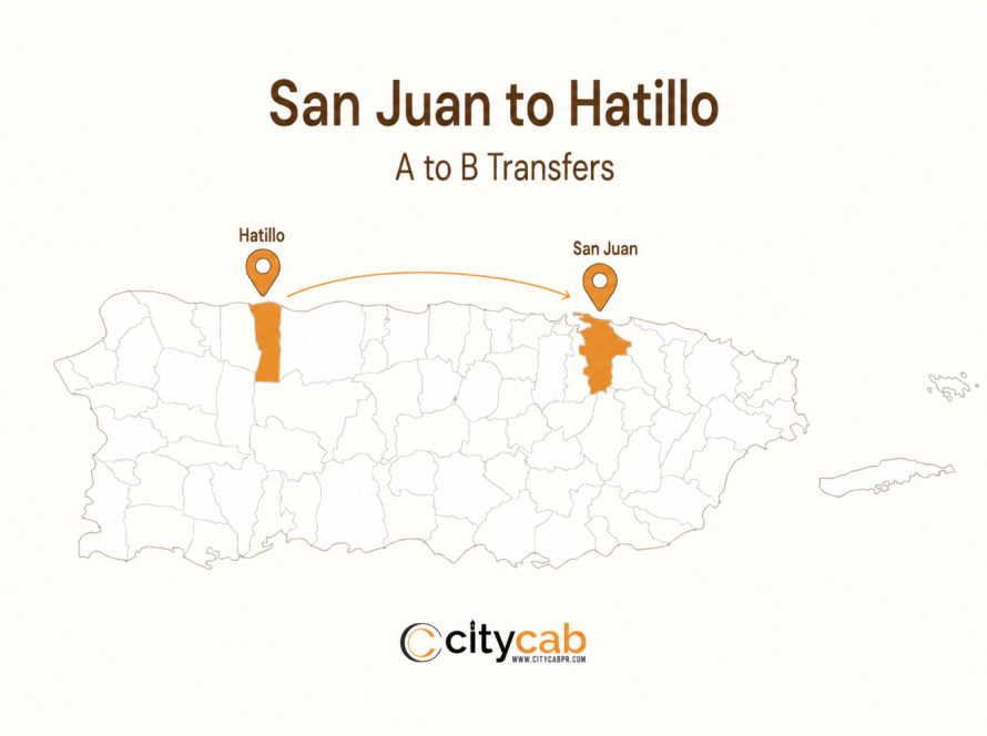 Comfortable taxi from San Juan to Hatillo driving along the beautiful northern coast of Puerto Rico