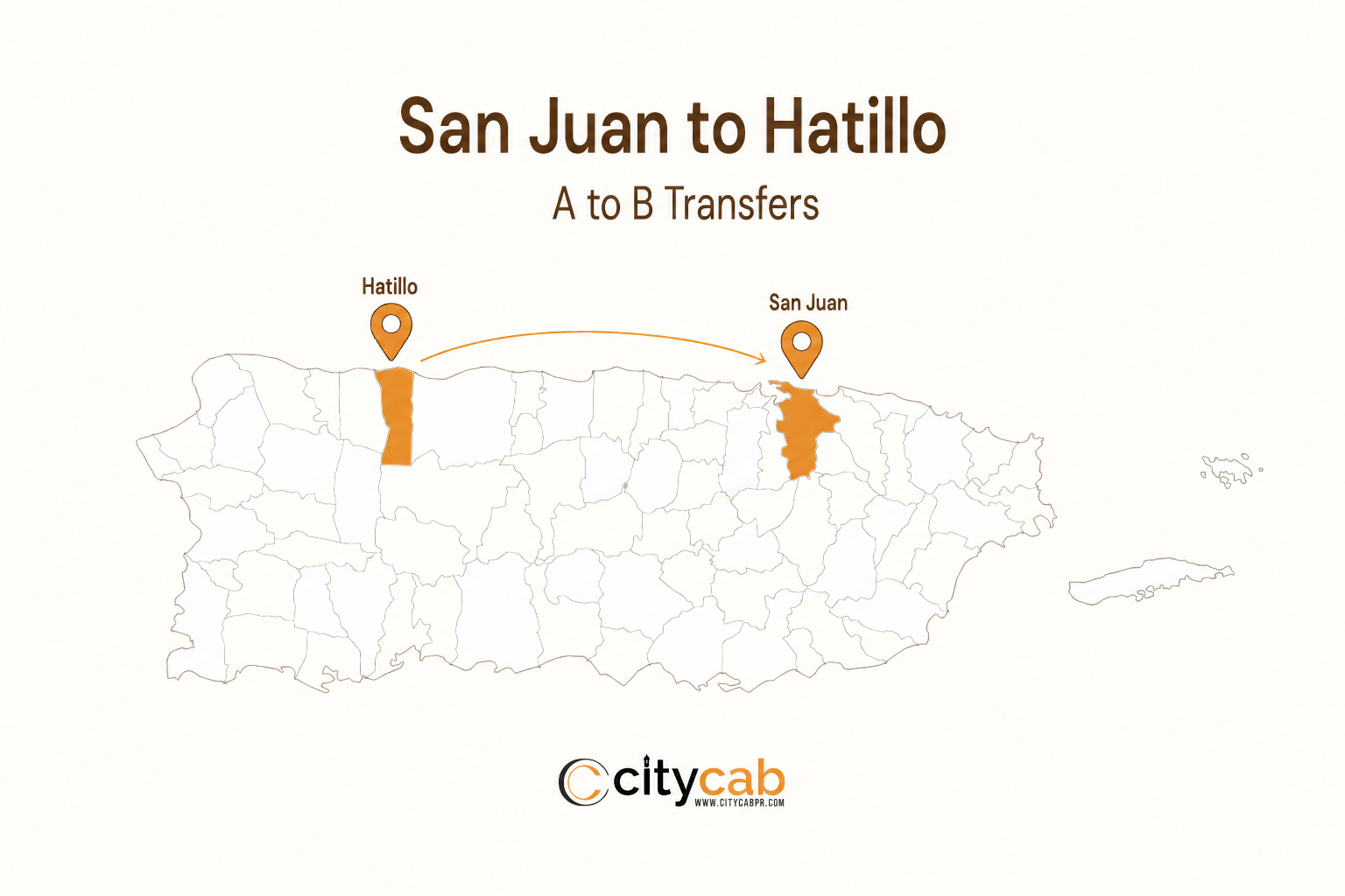 Comfortable taxi from San Juan to Hatillo driving along the beautiful northern coast of Puerto Rico