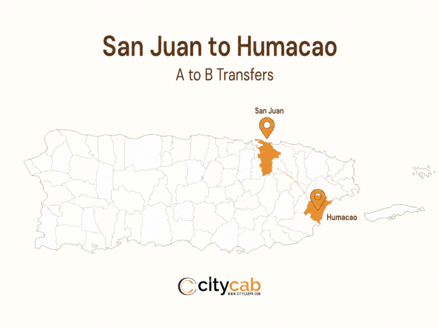 Comfortable taxi from San Juan to Humacao arriving safely at the beautiful eastern coast of Puerto Rico