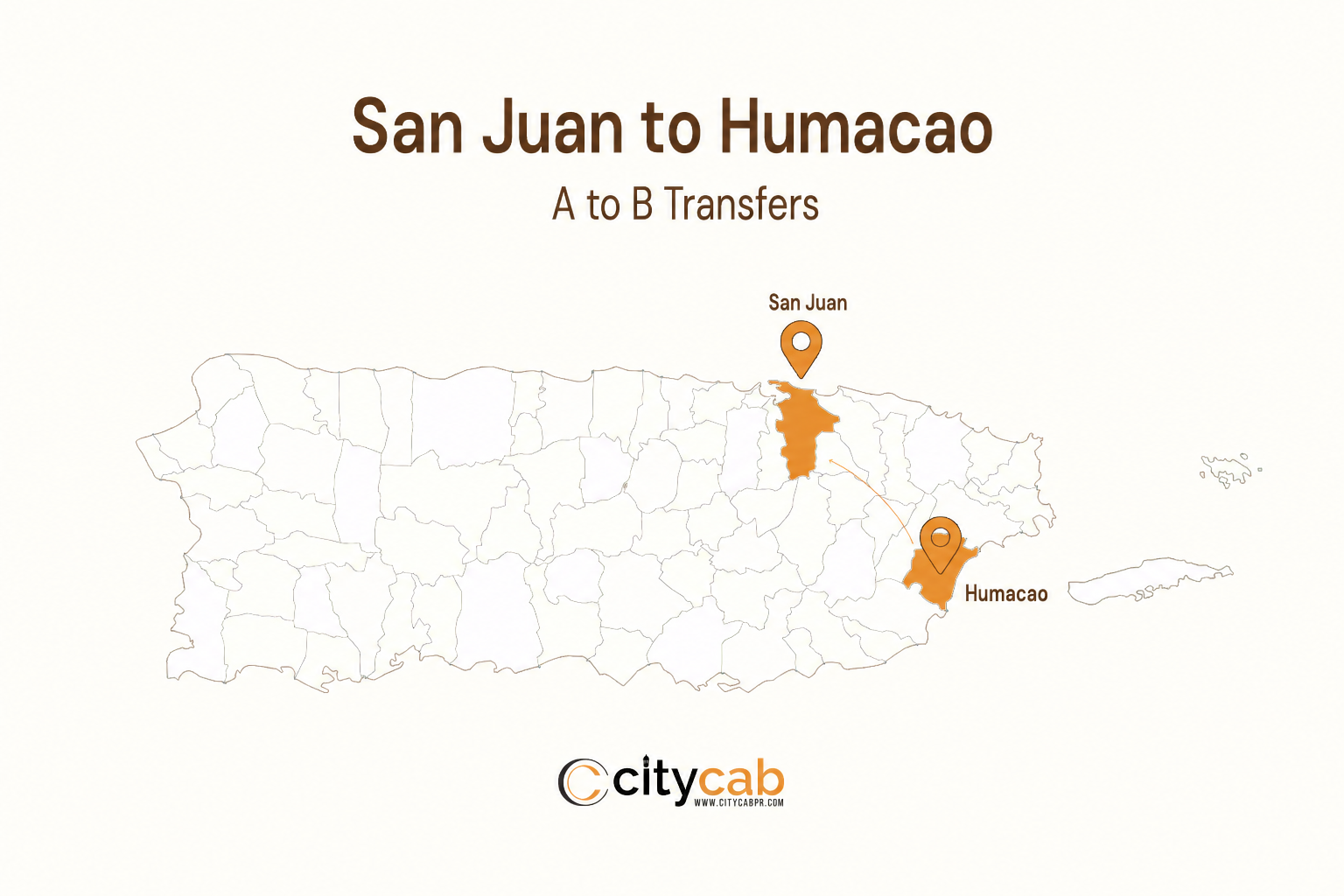 Comfortable taxi from San Juan to Humacao arriving safely at the beautiful eastern coast of Puerto Rico