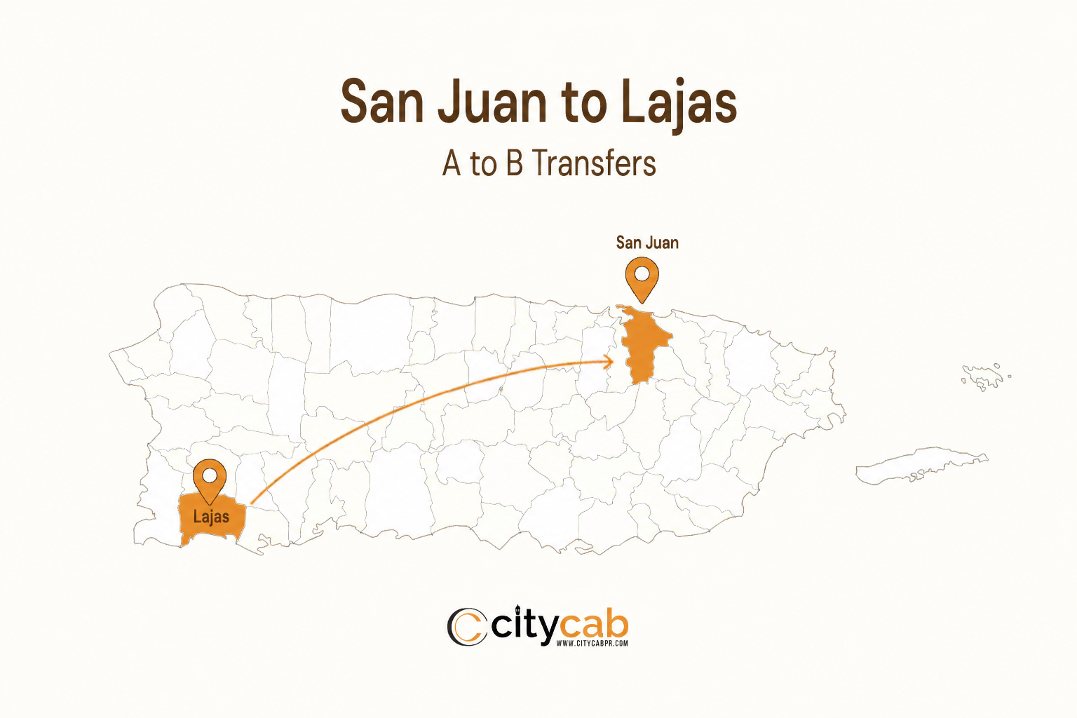 Comfortable taxi from San Juan to Lajas arriving safely at the beautiful southwestern coast of Puerto Rico
