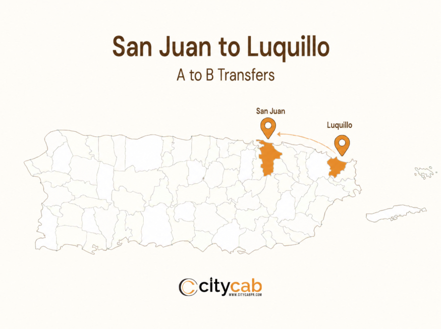 Comfortable taxi from San Juan to Luquillo arriving safely at the beautiful "Sun Capital" of Puerto Rico