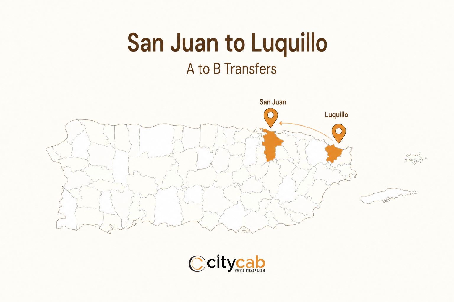 Comfortable taxi from San Juan to Luquillo arriving safely at the beautiful "Sun Capital" of Puerto Rico