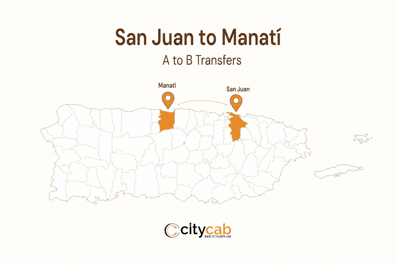 Comfortable taxi from San Juan to Manati arriving safely at the beautiful northern coast of Puerto Rico