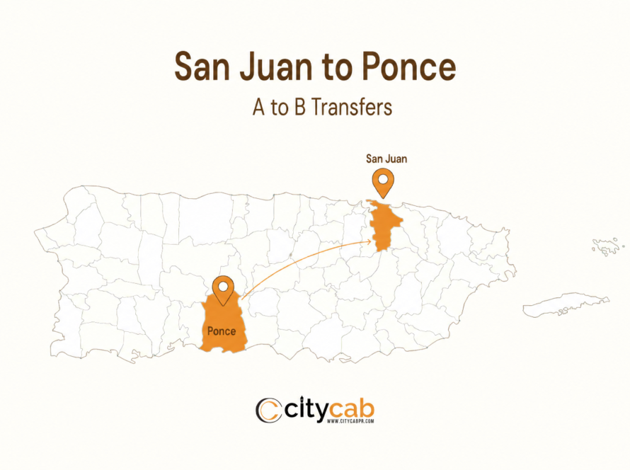 Comfortable taxi from San Juan to Ponce arriving safely at the beautiful "Pearl of the South" in Puerto Rico