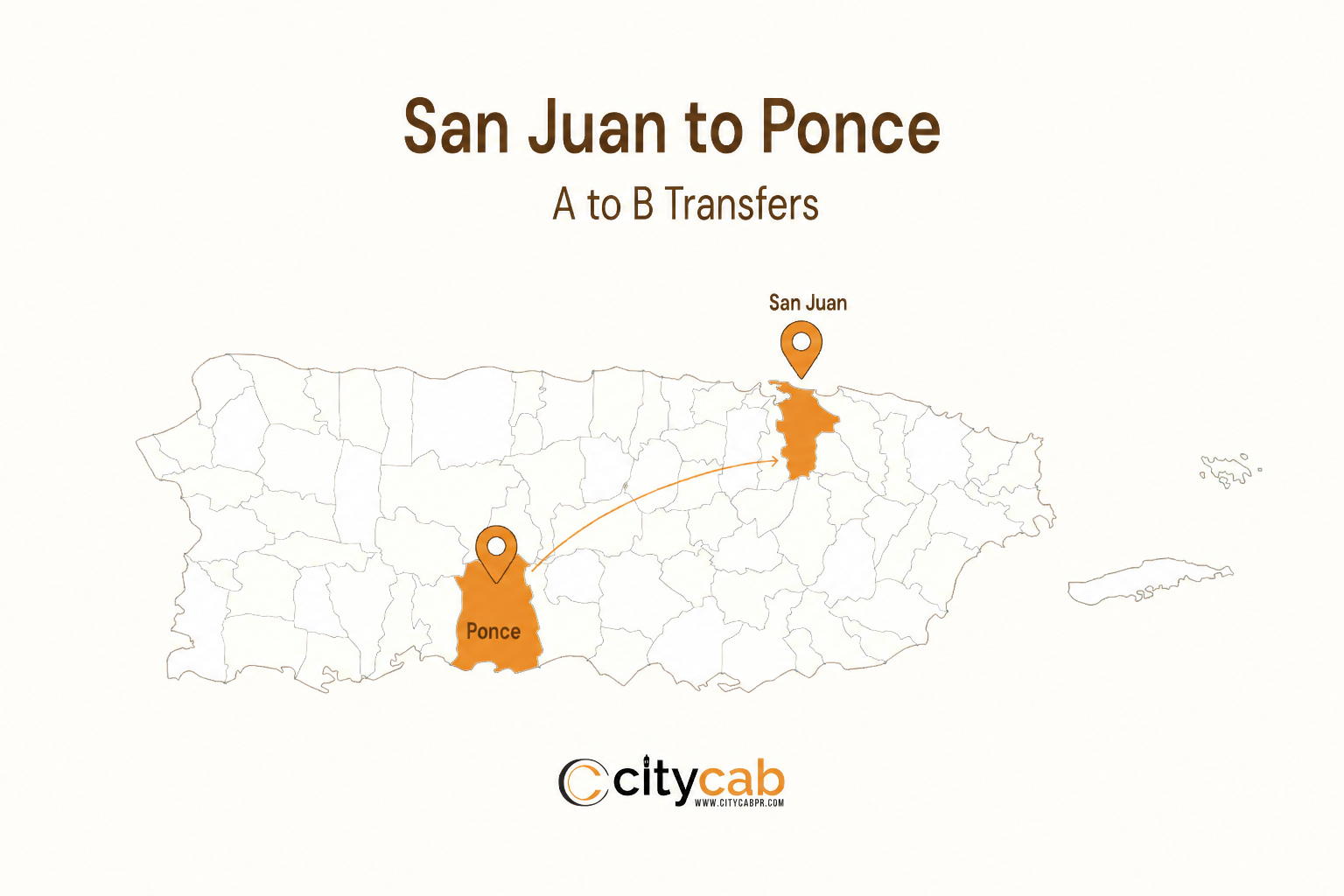 Comfortable taxi from San Juan to Ponce arriving safely at the beautiful "Pearl of the South" in Puerto Rico